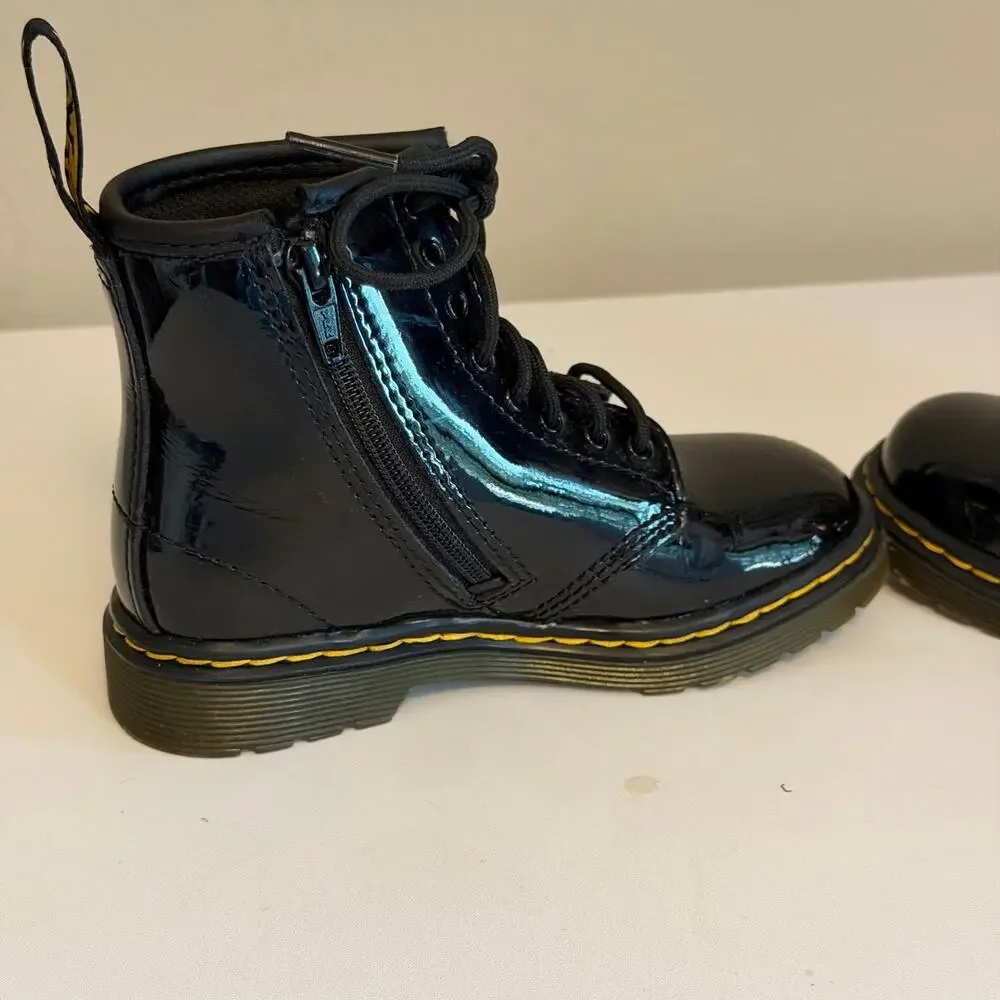 Dr. Martens 1460 T Black Patent Leather Combat Boots Toddler 9 Child Youth Kids